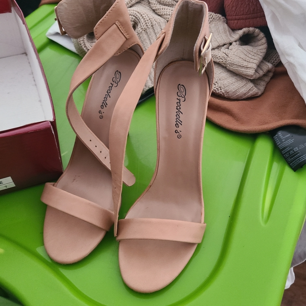 Nude, strap high heels sandals